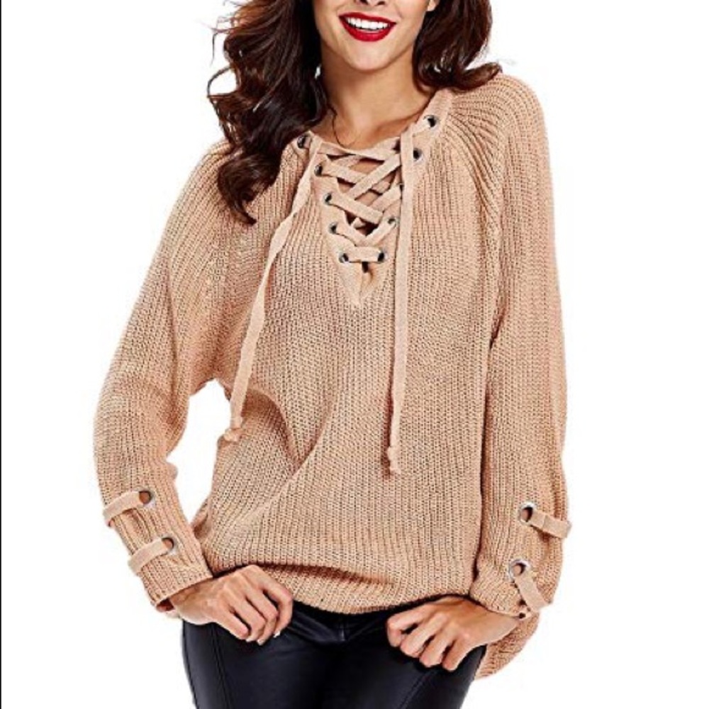LAST ONE❗️HP🎉 Lace Up Sweater - Picture 5 of 7